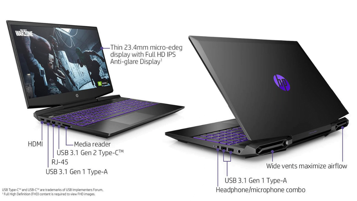 HP Pavilion Gaming Laptop 2021 15-dk2100TX Ports